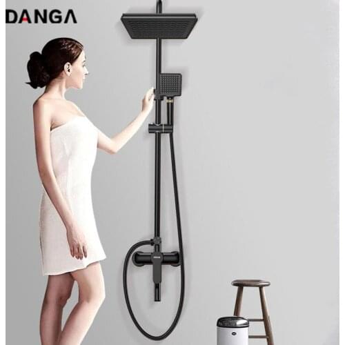 Black Shower Set Shower Faucet Bathroom Shower System Stainless Steel Shower Head Wall-mounted Handlead Shower With Spray Gun