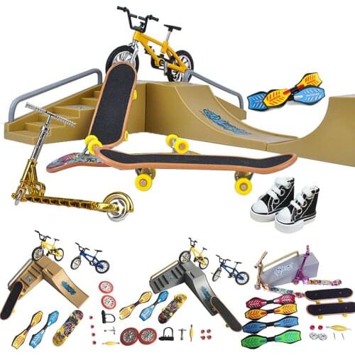 Two Wheel Finger scooter deck bmx Fingertip Fingerboard shoes mini ramp skateboarding finger skate Board bicycle Set Kids Gifts