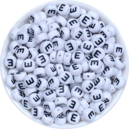 E Single letter 100pcs 4x7mm Acrylic Spacer Letter Beads Flat Alphabet Bead For Kid Jewelry Making DIY Handmade Accessories