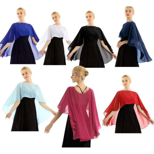 Elegant Womens Female Ladies Soft Wedding Capes Wedding Jacket Wraps Chiffon Shrug Bridal Bolero Long Shawl and Wraps Cover Up