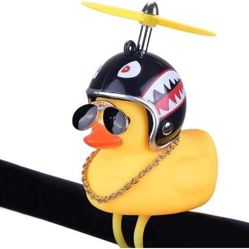 Duck Toy Car Ornaments Yellow Duck with Propeller Helmet Dashboard Decor MTB Road Bike Motor Helmet Riding Cycling Accessories