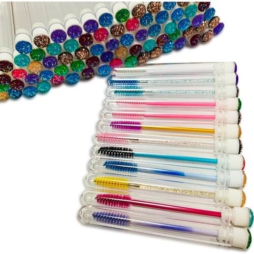 50pcs eyebrow brush tube disposable eyelash brush eyebrow brush with New eyelash resin drill replaceable brushes dust-proof