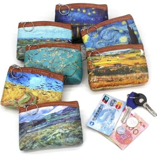 Vintage coin Purses Women Printing zipper PU Leather Zero Wallet Ladies Clutch change purse Female mini money Bag Girls Carteira