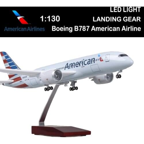 1/130 Scale 47cm Airplane Boeing B787 Dreamliner Aircraft American Airlines Model Light Landing Gear Diecast Plastic Resin Plane