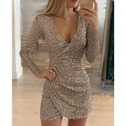 Fashion Sexy Dress Sequin Dresses New Women Plus Size Casual Dresses Bodycon Dresses Short Party Dress Elegant Dress Women