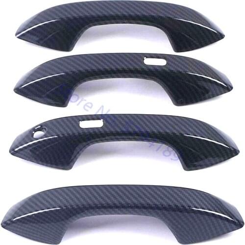 For Volkswagen VW Golf 8 MK8 R 2021 2022 Door Handle Trim Cover 3 Keyholes ABS Carbon Fiber Chrome Accessories