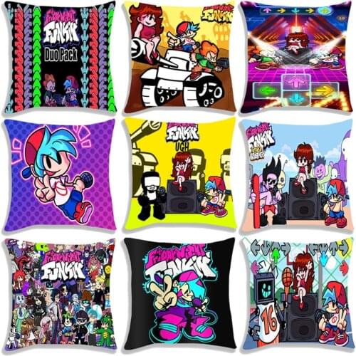 Friday Night Funkin Pillow Covers Video Game Single-Sided Pillow Case Cartoon Cushion Cover Fnf Printing Cushion Pillowcase Sofa