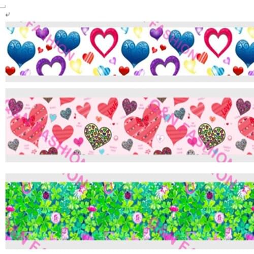 New Arrival ribbon 50Yards 16mm-75mm Clover Valentines Day Love Grosgrain/FOE Ribbons for DIY Bow Craft Wedding Decoration