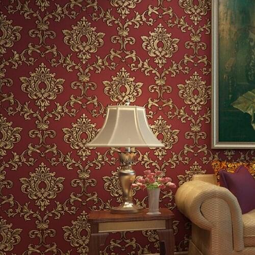 Beibehang European pattern background wallpaper 3D deep embossed Damascus non-woven bedroom living room 3d wallpaper roll photo