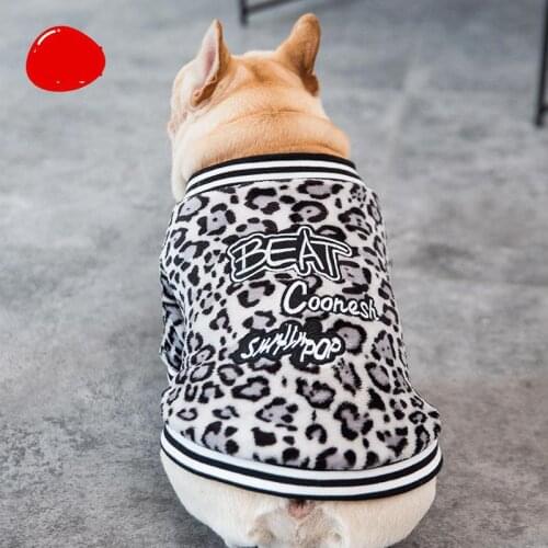 Dog Clothing New Cool Leopard Print French Fight Autumn And Winter Coat