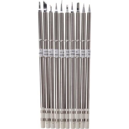 10 Pcs T12-B2 D24 C4 ILS JL02 KU K BC2 BL BC1 Solder Iron Tips T12 Soldering Rework Station FX-951 FX-95 Solder Tips
