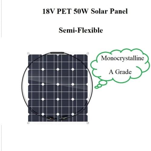 8V 50W Solar panel Semi-flexible high quality Monocrystalline solar cell diy car DC 12V charger