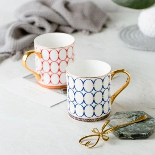 Wind Nordic gold luxury ceramic mugs British wind gift cups afternoon tea cups lovers coffee cups ZH13