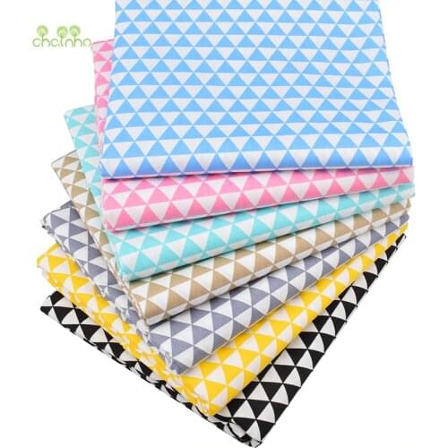 Chainho Twill Cotton Fabric,Patchwork Triangle Tissue Cloth,DIY Sewing Quilting Fat Quarters Material For Baby&Children,7pcs/lot