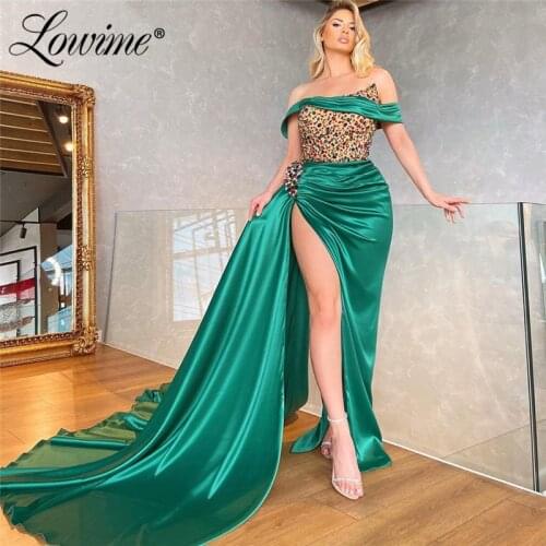 Hot Sexy Beaded Long Mermaid Evening Dresses 2021 Satin Dresses For Party Green Prom Gowns вечернее платье De Soiree Custom Made