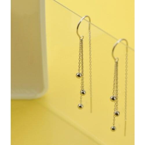 Modern Jewelry Tassel Earrings Hot Sale High Quality Simple Long Round Bead Dangle Earrings For Girl Party Gifts