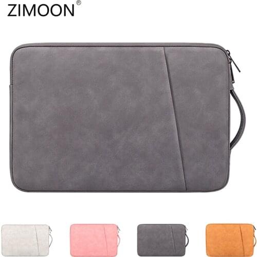 Laptop Sleeve Bag PU Leather 13/14/15 inch Notebook Handbag Macbook Case Side Carry Bag Waterproof Double Bags Briefcase