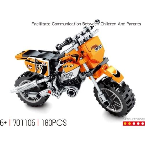 Technical Off-Road little motorcycle building block model vehicle steam assembly motor brick toys with rack collection for gifts