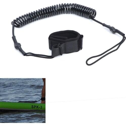 Unisex Outdoor Surfing Coil Surfboard Leash Elaborate Manufacture Prolonged Durable TPU Neoprene Foot Wire Rope Black 1PCS