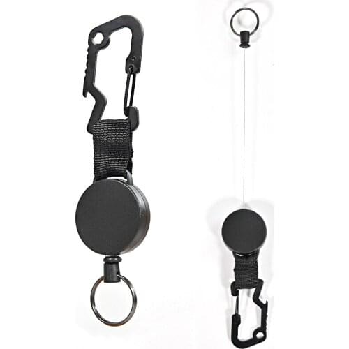 Retractable Badge Steel Wire Cord Pull Key Ring Portable Bottle Opener Hexagonal Wrench Carabiner Car Key Chain EDC Tool