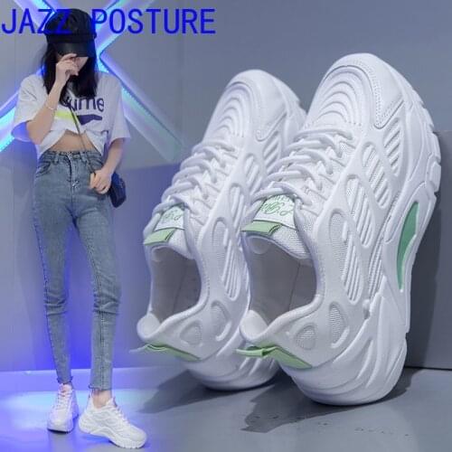 2021 new style ladies breathable sneakers white lace-up fashion womens casual shoes sports loafers running walking shoes w157