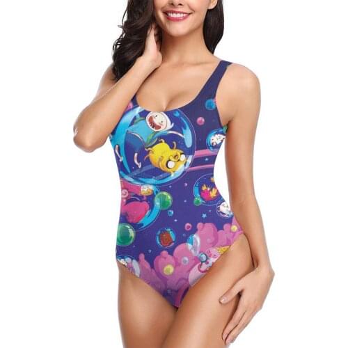 Adventure Time Sexy One-piece Swimwear With Push Up Women Swimsuit Closed Body Female Bathing Suit For Pool Beach Wear