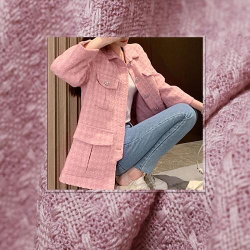 White waxberry France Purple Pink Tweed Fabrics Garment Material Autumn Women Jacket Suits Coat Sewing Cloth Tailor Freeshipping
