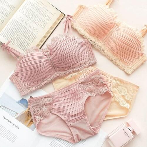 Sexy Push Up Women Underwear Panty Set Intimates Embroidery Floral Lace Lingerie Female Bra Brief Sets