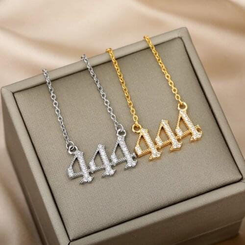 444 333 777 888 222 666 Angel Number Necklaces For Women Gold Stainless Steel Chain Devil Pendant Necklace Goth Jewelry 2021 BFF