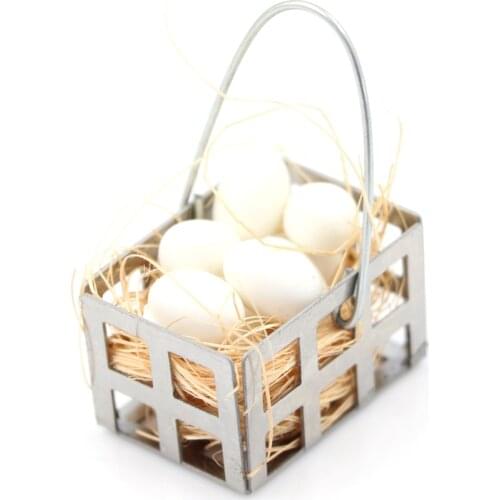 1:6 1:12 Dollhouse Egg Basket Dolls House Kitchen Food Miniature White Eggs Furniture Decor DIY Baby Toys