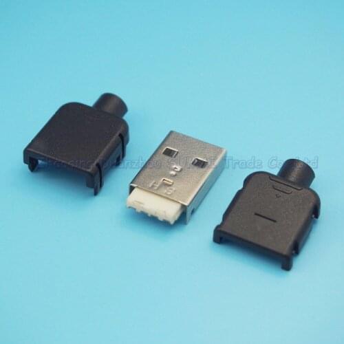 100sets/lot 3 in 1 Snap-in type USB Male Plug A Type MINI USB Jack Connector For Charger Power Supply