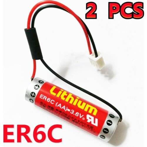 2PCS Original Battery For MAXELL ER6C AA 14500 3.6V 1800mAh F2-40BL FX2N-48MT PLC CNC Industrial Lithium Battery with Plug