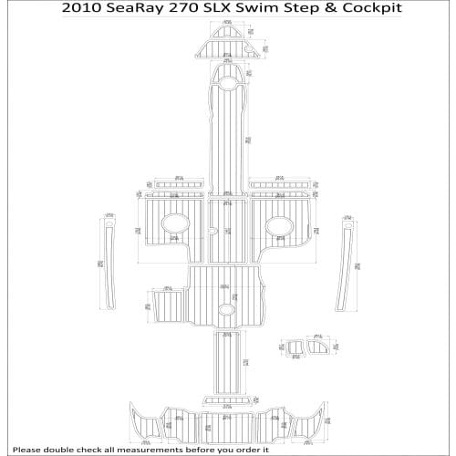 2010 SeaRay 270 SLX Swim Step & Cockpit Pad Boat EVA Teak Decking 1/4" 6mm