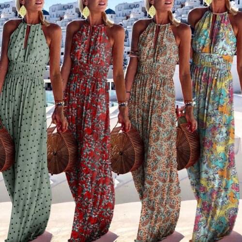 2021 Summer New Women Dress Elegant Vintage Boho Maxi Dress Sexy Backless Party Beach Dress Floral Sundress vestido de mujer