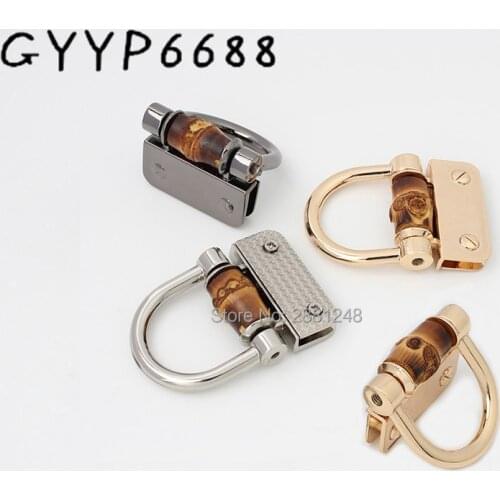 3colors 27mm Bamboo Hanger Connector D rings hanger buckles,natural bamboo bag flap covered accessories,bags handle buckle