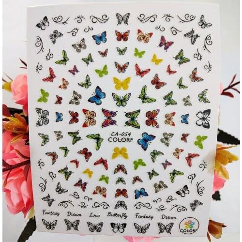 3D Nail Sticker Colorful Butterfly Adhesive Nail Art Decoraciones Decals Foil Manicure Designer Accessories Nails Supplies