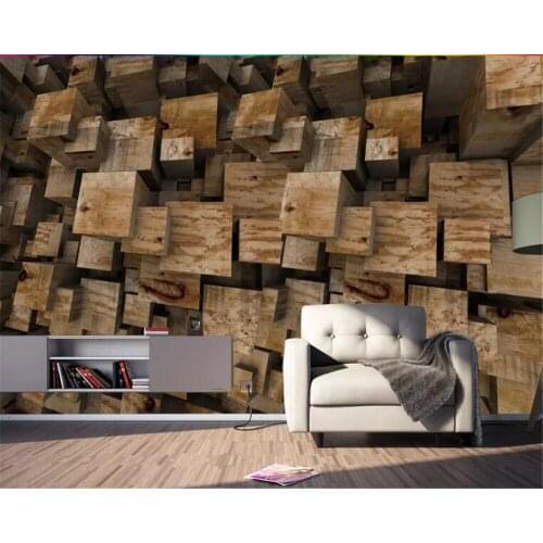 Beibehang Customized large mural Retro nostalgic abstract space square 3D wallpaper for living room TV background 3D wallpaper