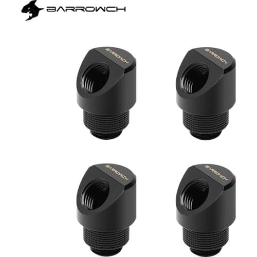 4PCS BARROWCH G1/4" 45 Degree 360 Rotary Computer Water Cooling Build Necessary Fittings, Connector,Black,Silver,FBWT45-MR