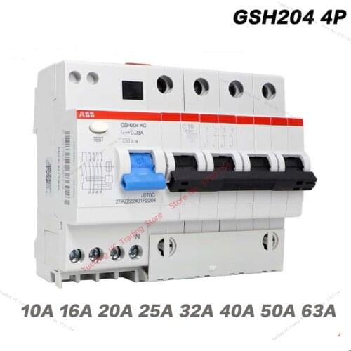 ABB Electric GSH204 4P AC-C 40A 63A 30MA Mini AIR Leakage circuit breaker protection switch Residual current operation device
