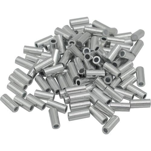 Aluminum Fishing Crimp Sleeves 100pcs/lot Single Round Fishing Line Crimping Tube Wire Crimp Connector Accessories 1.0-2.0mm