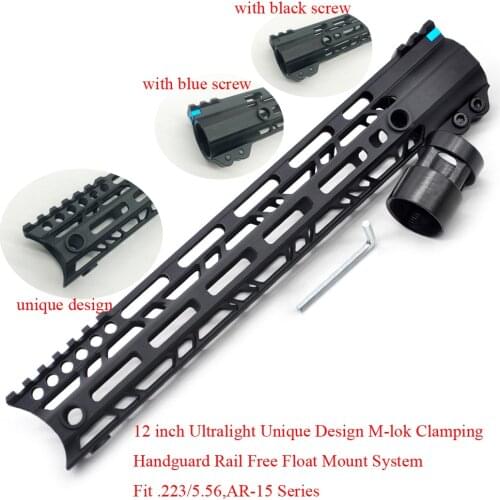 Aplus 12'' inch M-lok Clamping Style Handguard Rail Free Float Mount System Aluminum Ultralight Slim Design Fit .223