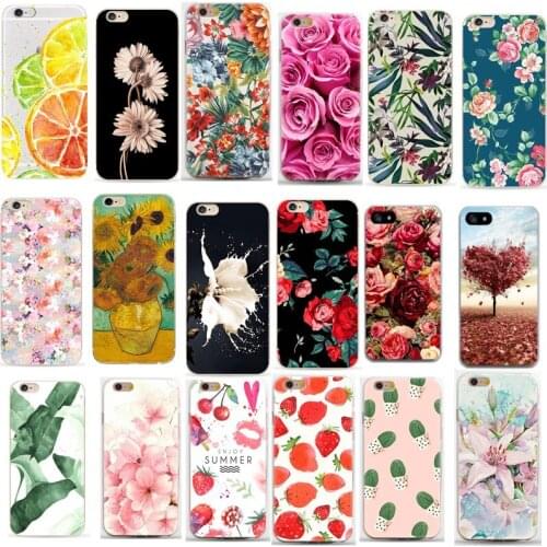 Flower Fruit For iphone 8 plus case luxury TPU For Iphone 6 6S 7 8 Plus X XS Case For Iphone 5 5S SE Apple Cover