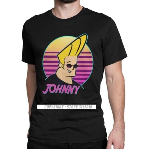 Johnny Bravo Wave Mens 3D Tshirts Cartoons Glasses Cartoon Vintage Tee Shirt Loose Camisas T-Shirt Camisas Hombre