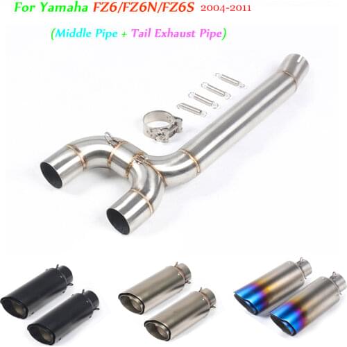 FZ6N FZ6S FZ6 Motorcycel Stainless Steel Middle Connecting Pipe & Tail Exhaust Muffler Pipe Silp on For Yamaha YZF-FZ6N FZ6S FZ6