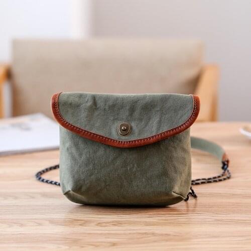 Canvas Shoulder Bag Vintage Crossbody Bag for Women Phone Bag Japanese Fashion Casual Mini Flap Bags Ladies Messenger Bag Solid