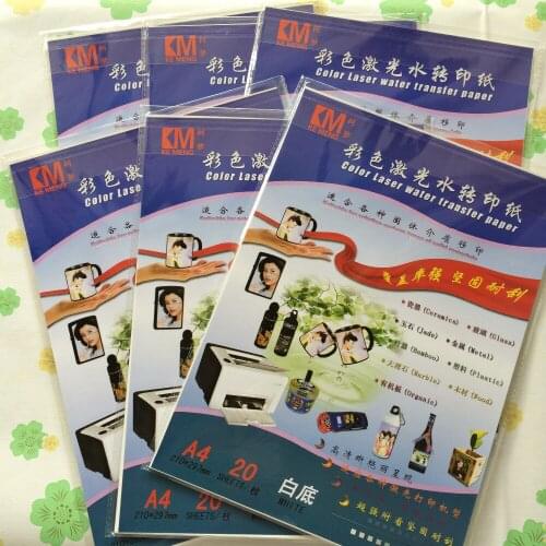 Good choosing A4 size (60 pieces/lot) laser white color background waterslide transfer decal paper