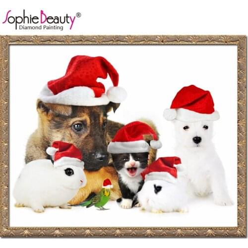 Sophie Beauty 5D Diy Round Full Diamond Painting Cross Stitch Embroidery Christmas Cat Animals Dog Square Handcraft Mosaic Arts