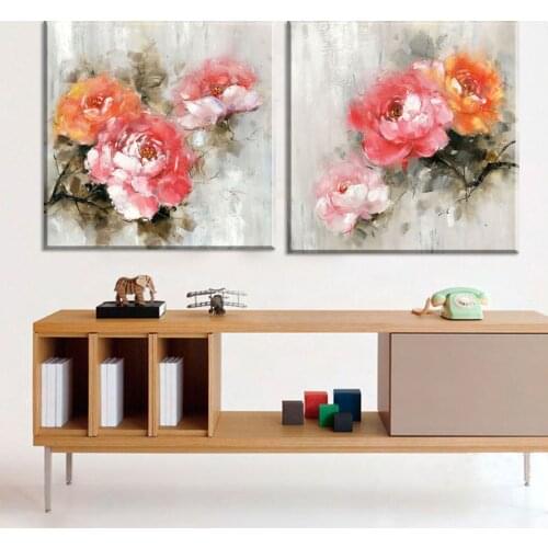 2 Piece pink yellow peonies pictures,5D Diamond Painting Cross Stitch,3D Diamond Mosaic,DIY Diamond Embroidery home Decoration