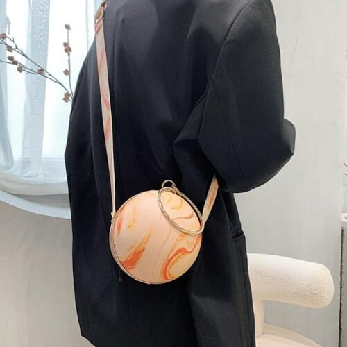 Creative Personality Round Pvc Acrylic Zipper Messenger Bag for Women 2021 Fashion Chain Shoulder Handbag and Purse for Women