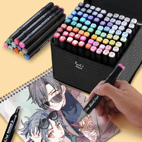 Touchlilt 30/40/60/80/168 Color Art Markers Manga Drawing Markers Pen Alcohol Based Sketch Oily Dual Brush Pen Art Supplies